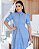 Vestido no Denim bordado e botoes na frente azul claro - Imagem 7