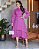 Vestido com duas camadas na saia, manga longa e detalhes em guipir Fucsia - Imagem 7