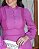 Vestido com duas camadas na saia, manga longa e detalhes em guipir Fucsia - Imagem 4