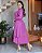 Vestido com duas camadas na saia, manga longa e detalhes em guipir Fucsia - Imagem 2