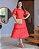 vestido com Tómas e manga Flare Vermelho Midi - Imagem 6