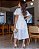 vestido com Tómas e manga Flare Branco Classico midi - Imagem 2