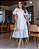 vestido com Tómas e manga Flare Branco Classico midi - Imagem 1