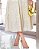 Vestido gola padre na Laise Bege linen com botões fake midi - Imagem 3