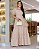 Vestido com babado e guipir na saia Bege classico Longo - Imagem 1