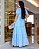 Vestido com babado e guipir na saia baby blue Longo - Imagem 2