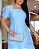 Vestido com babado e guipir na saia baby blue Longo - Imagem 3