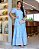 Vestido com babado e guipir na saia baby blue Longo - Imagem 1