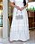 Vestido com babado e guipir na saia Gelo OFF Longo - Imagem 4
