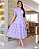 Vestido luxo laise 3D gola padre Lilás midi - Imagem 1