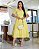 vestido gola V com detalhes em guipir Amarelo Manteiga midi - Imagem 6