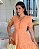 vestido gola V com detalhes em guipir Laranja Pastel midi - Imagem 6