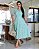 vestido gola V com detalhes em guipir Verde Paraiso midi - Imagem 7