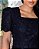 vestido com babados laise 3D bordado Preto midi - Imagem 7