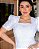 vestido com babados laise 3D bordado Branco midi - Imagem 6