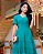 Vestido Rodado gola V manga flare Verde Esmeralda - Imagem 5