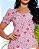 Vestido listrado em estampa floral Vermelho midi - Imagem 4