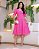 Vestido Laise Flor Rosa Cereja Midi - Imagem 1