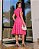 Vestido Hot Pink na laise  Decote com pregas Midi - Imagem 2