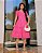 Vestido Hot Pink na laise  Decote com pregas Midi - Imagem 1