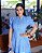 Vestido luxo laise 3D gola padre Flor Azul Baby - Imagem 5