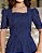 vestido bordado com decote quadrado Azul escuro midi - Imagem 3