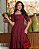 vestido bordado com decote quadrado Marsala midi - Imagem 6