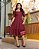 vestido bordado com decote quadrado Marsala midi - Imagem 1