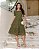 vestido bordado com decote quadrado verde oliva midi - Imagem 1