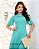 Vestido Cambraia gola redonda manga flare Verde Tiffany - Imagem 5