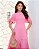 Vestido Cambraia gola redonda manga flare Rosa Chiclete - Imagem 5