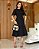 Vestido Cambraia gola redonda manga flare Preto - Imagem 1