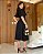 Vestido Cambraia gola redonda manga flare Preto - Imagem 2