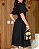Vestido Cambraia gola redonda manga flare Preto - Imagem 5