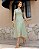 Vestido na laise Bicolor Verde Sálvia decote gota Midi - Imagem 4