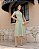 Vestido na laise Bicolor Verde Sálvia decote gota Midi - Imagem 1