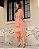 Vestido na laise Bicolor Coral decote gota Midi - Imagem 2