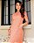 Vestido na laise Bicolor Coral decote gota Midi - Imagem 5