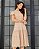 Vestido honra em guipir Bege Dourado midi - Imagem 5
