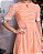 Vestido bordado e saia de Pregas Laranja Melon midi - Imagem 3