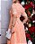 Vestido bordado e saia de Pregas Laranja Melon midi - Imagem 6