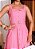 Vestido de Alça com lapela e cinto Rosa blush com Botoes fake - Imagem 5