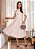Vestido Princesa na laise Luxo Bege Baunilha Midi - Imagem 1