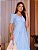 Vestido na laise bordado decote V e pregas na saia Azul baby - Imagem 5