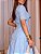 Vestido na laise bordado decote V e pregas na saia Azul baby - Imagem 4