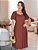 Vestido manga flare e fenda frontal Marrom Chocolate - Imagem 5