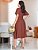 Vestido manga flare e fenda frontal Marrom Chocolate - Imagem 2