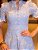 Vestido luxo laise Bicolor 3D gola padre Azul Ceu - Imagem 5