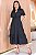 Vestido Bordado com Botões Funcional Preto Midi - Imagem 1
