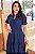 Vestido luxo laise 3D gola padre Azul Marinho - Imagem 6
